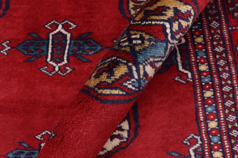 handmade Geometric Bokhara Red Blue Hand Knotted RECTANGLE 100% WOOL area rug 4X6