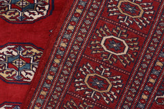 handmade Geometric Bokhara Red Blue Hand Knotted RECTANGLE 100% WOOL area rug 4X6