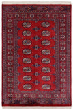 Rustic Bokhara Darnell Red/Blue Wool Rug - 4'1'' x 6'1''