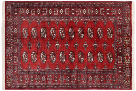 handmade Geometric Bokhara Red Rust Hand Knotted RECTANGLE 100% WOOL area rug 4X6