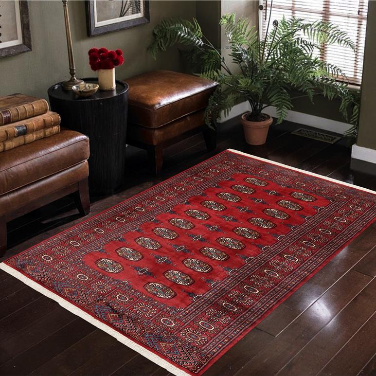 handmade Geometric Bokhara Red Blue Hand Knotted RECTANGLE 100% WOOL area rug 4X6