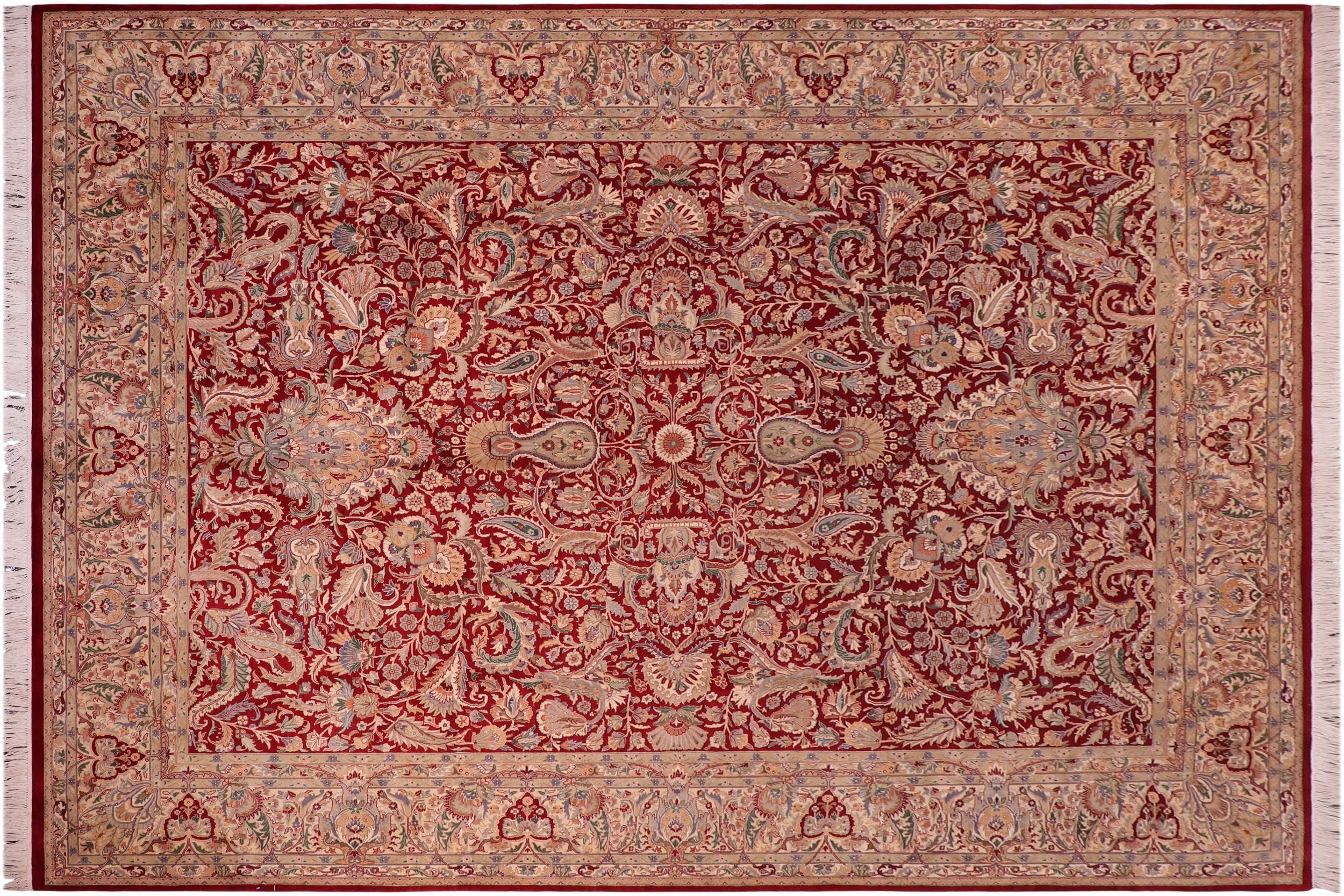 handmade Traditional Aness Red Tan Hand Knotted RECTANGLE 100% WOOL area rug 9x12