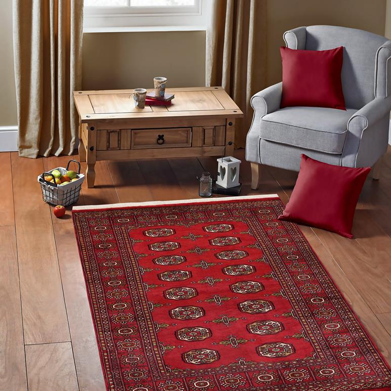 handmade Geometric Bokhara Red Beige Hand Knotted RECTANGLE 100% WOOL area rug 4X6