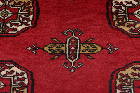 handmade Geometric Bokhara Red Beige Hand Knotted RECTANGLE 100% WOOL area rug 4X6