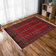 handmade Geometric Bokhara Red Beige Hand Knotted RECTANGLE 100% WOOL area rug 4X7