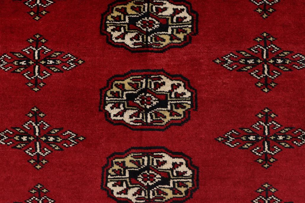 handmade Geometric Bokhara Red Beige Hand Knotted RECTANGLE 100% WOOL area rug 4X7