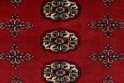 handmade Geometric Bokhara Red Beige Hand Knotted RECTANGLE 100% WOOL area rug 4X7