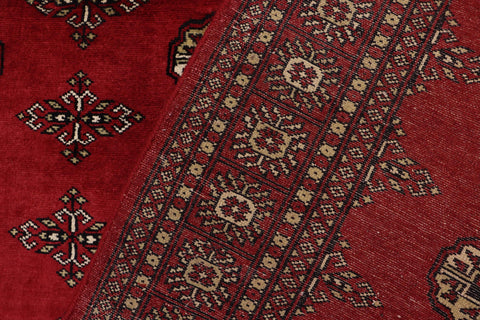 handmade Geometric Bokhara Red Beige Hand Knotted RECTANGLE 100% WOOL area rug 4X7