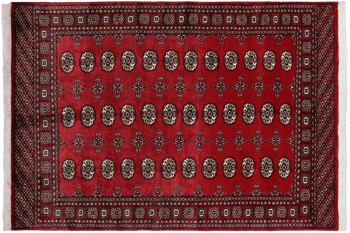 handmade Geometric Bokhara Red Beige Hand Knotted RECTANGLE 100% WOOL area rug 4X7