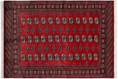 handmade Geometric Bokhara Red Beige Hand Knotted RECTANGLE 100% WOOL area rug 4X7