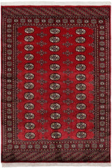 handmade Geometric Bokhara Red Beige Hand Knotted RECTANGLE 100% WOOL area rug 4X7