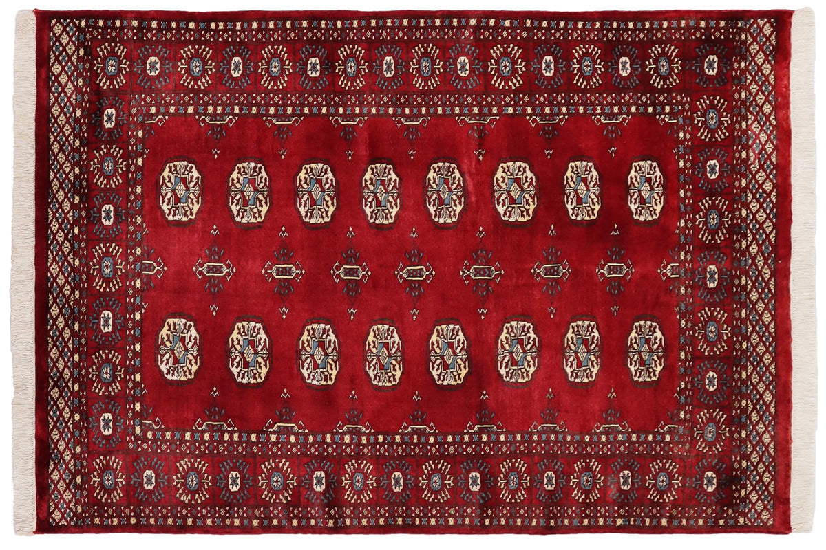 handmade Geometric Bokhara Red Blue Hand Knotted RECTANGLE 100% WOOL area rug 4X6