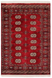 Rustic Bokhara Kieran Red/Blue Wool Rug - 4'0'' x 5'8''