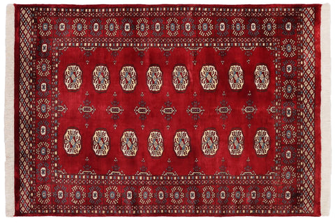 handmade Geometric Bokhara Red Blue Hand Knotted RECTANGLE 100% WOOL area rug 4X6