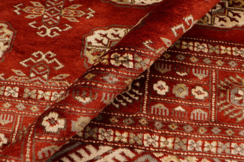 handmade Geometric Bokhara Rust Beige Hand Knotted RECTANGLE 100% WOOL area rug 4X6