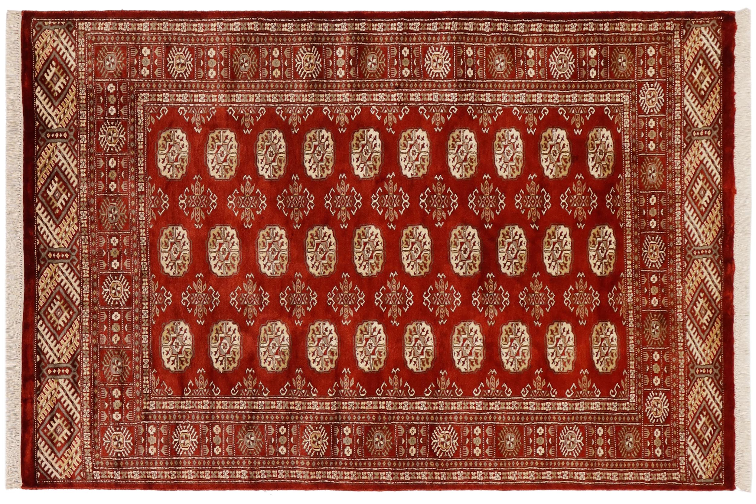 handmade Geometric Bokhara Rust Beige Hand Knotted RECTANGLE 100% WOOL area rug 4X6