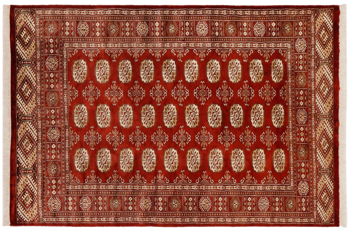 handmade Geometric Bokhara Rust Beige Hand Knotted RECTANGLE 100% WOOL area rug 4X6