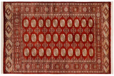 handmade Geometric Bokhara Rust Beige Hand Knotted RECTANGLE 100% WOOL area rug 4X6