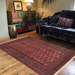 handmade Geometric Bokhara Pink Green Hand Knotted RECTANGLE 100% WOOL area rug 4X6