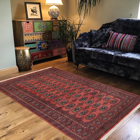 handmade Geometric Bokhara Pink Green Hand Knotted RECTANGLE 100% WOOL area rug 4X6