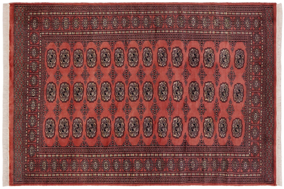 handmade Geometric Bokhara Pink Green Hand Knotted RECTANGLE 100% WOOL area rug 4X6