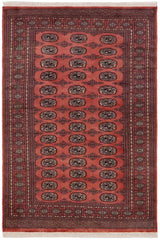 handmade Geometric Bokhara Pink Green Hand Knotted RECTANGLE 100% WOOL area rug 4X6