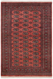 Tribal Bokhara Desirae Pink/Green Wool Rug - 4'0'' x 5'11''