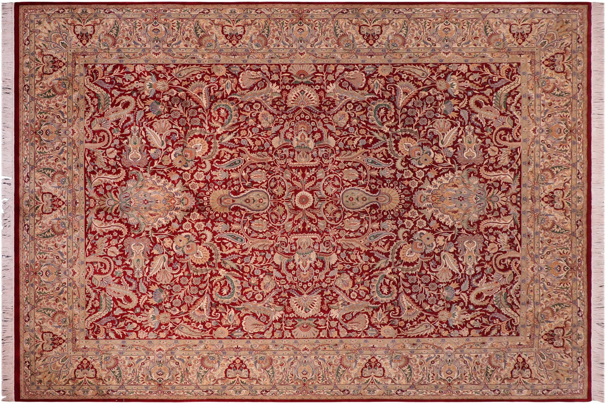 handmade Traditional Aness Red Tan Hand Knotted RECTANGLE 100% WOOL area rug 9x12