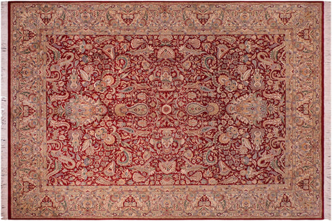 handmade Traditional Aness Red Tan Hand Knotted RECTANGLE 100% WOOL area rug 9x12