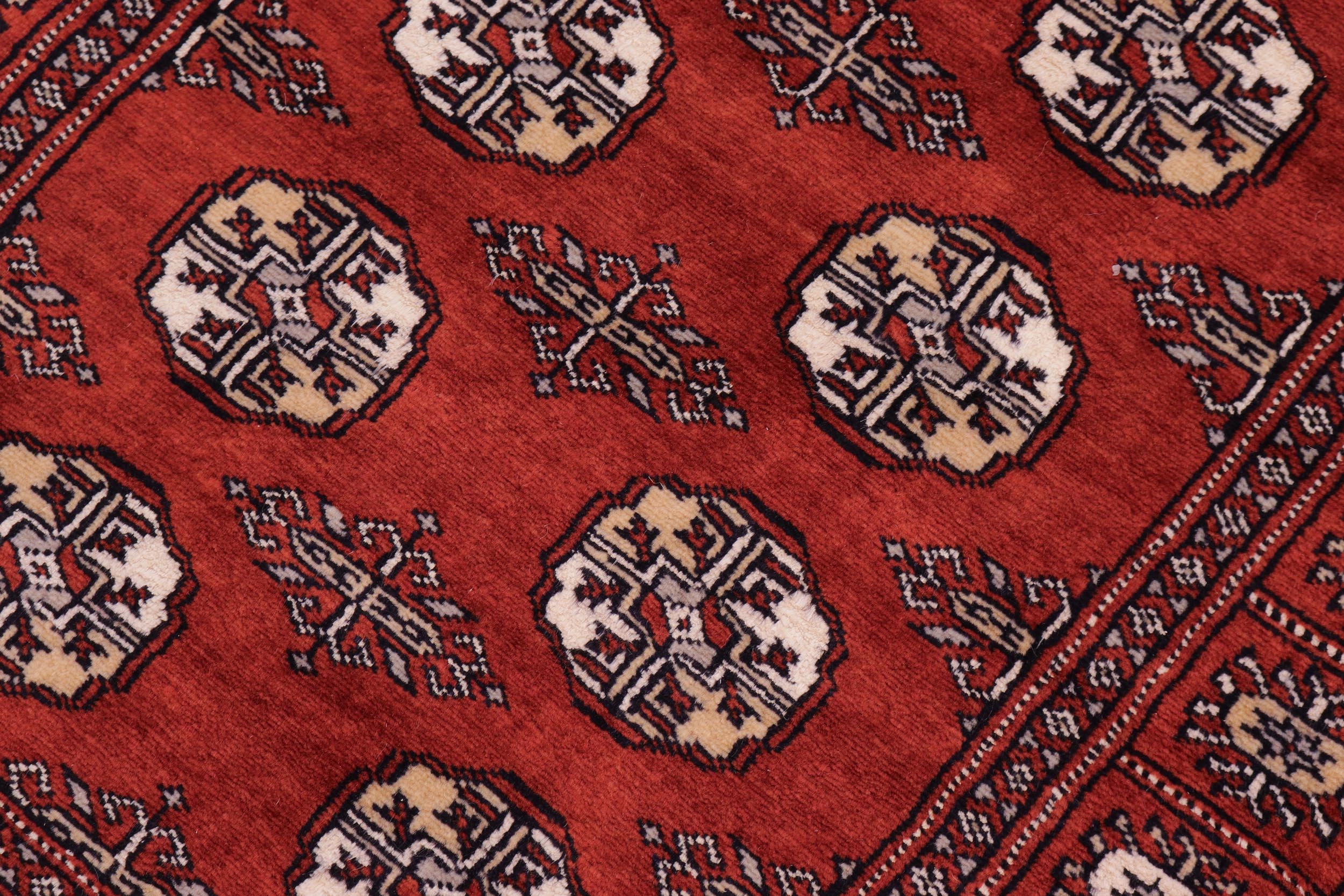 handmade Geometric Bokhara Rust Beige Hand Knotted RECTANGLE 100% WOOL area rug 3X12