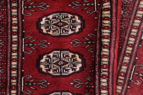 handmade Geometric Bokhara Red Beige Hand Knotted RECTANGLE 100% WOOL area rug 3X12