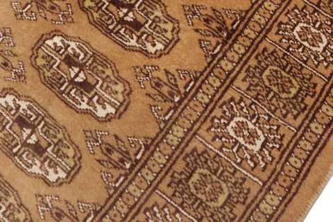 handmade Geometric Bokhara Brown Beige Hand Knotted RECTANGLE 100% WOOL area rug 3X9