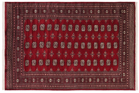 handmade Geometric Bokhara Red Beige Hand Knotted RECTANGLE 100% WOOL area rug 6X8