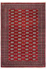 handmade Geometric Bokhara Red Gray Hand Knotted RECTANGLE 100% WOOL area rug 6X9