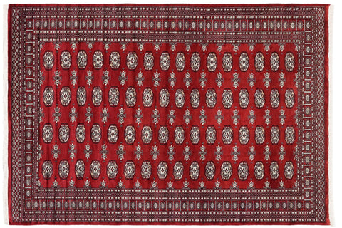 handmade Geometric Bokhara Red Gray Hand Knotted RECTANGLE 100% WOOL area rug 6X9