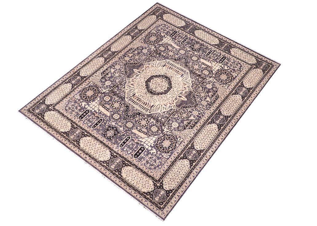 handmade Geometric Mamluk Gray Black Hand Knotted RECTANGLE 100% WOOL area rug 12 x 15