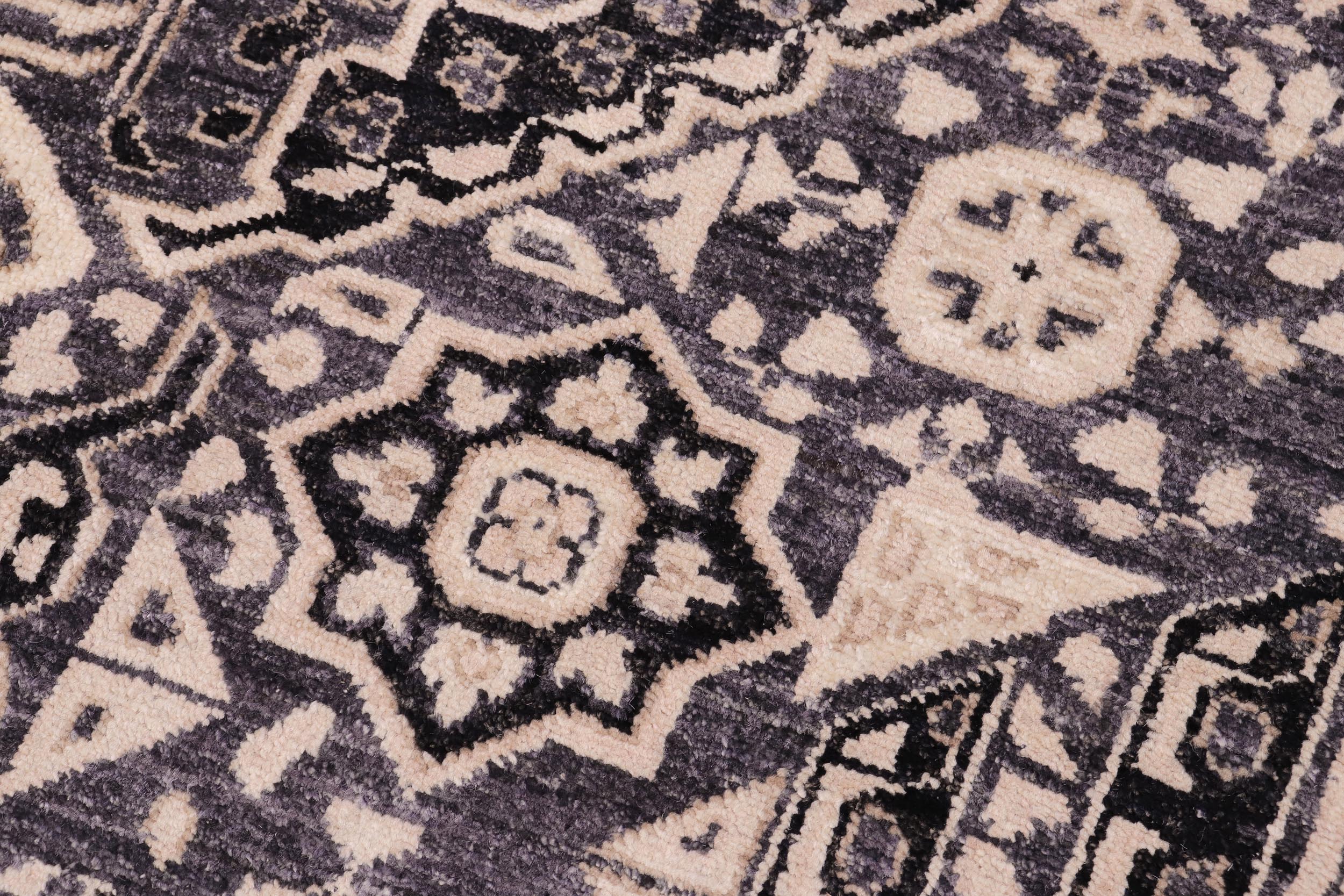 handmade Geometric Mamluk Gray Black Hand Knotted RECTANGLE 100% WOOL area rug 12 x 15