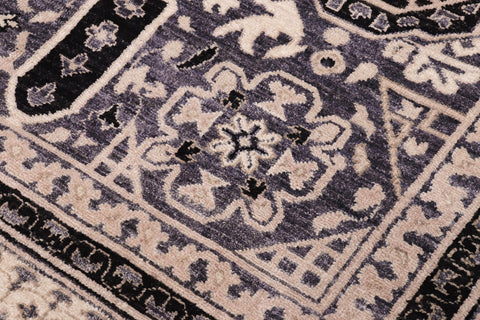 handmade Geometric Mamluk Gray Black Hand Knotted RECTANGLE 100% WOOL area rug 12 x 15