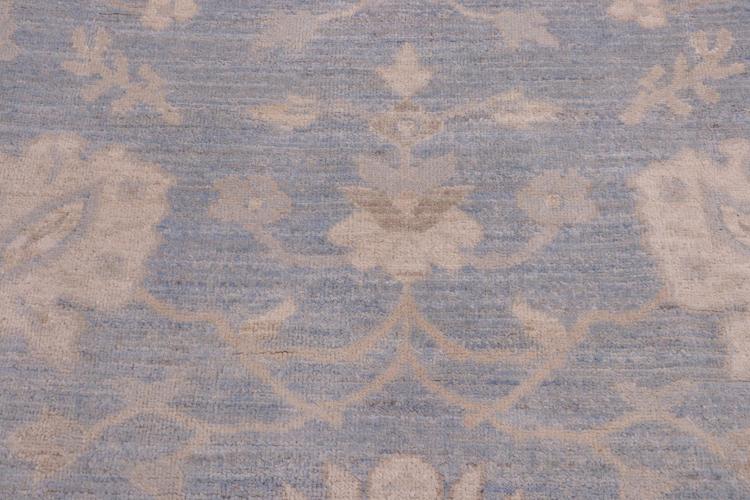 handmade Traditional Oushak Blue Beige Hand Knotted RECTANGLE 100% WOOL area rug 12' x 15'