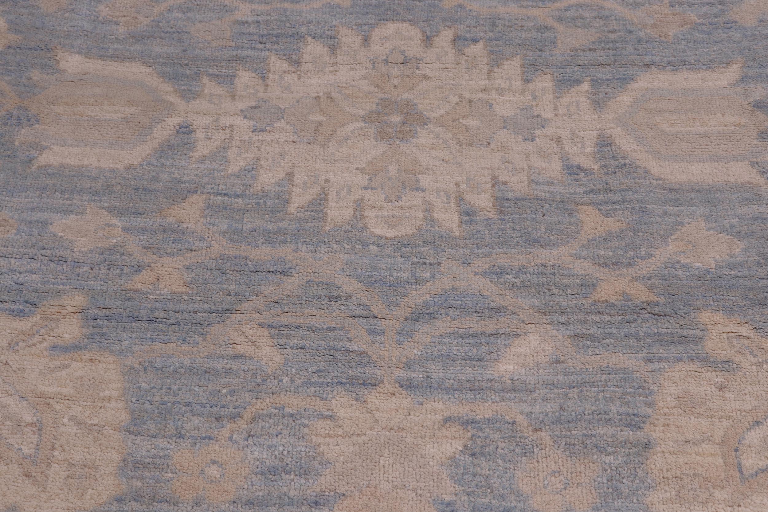 handmade Traditional Oushak Blue Beige Hand Knotted RECTANGLE 100% WOOL area rug 12' x 15'