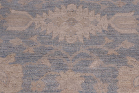 handmade Traditional Oushak Blue Beige Hand Knotted RECTANGLE 100% WOOL area rug 12' x 15'