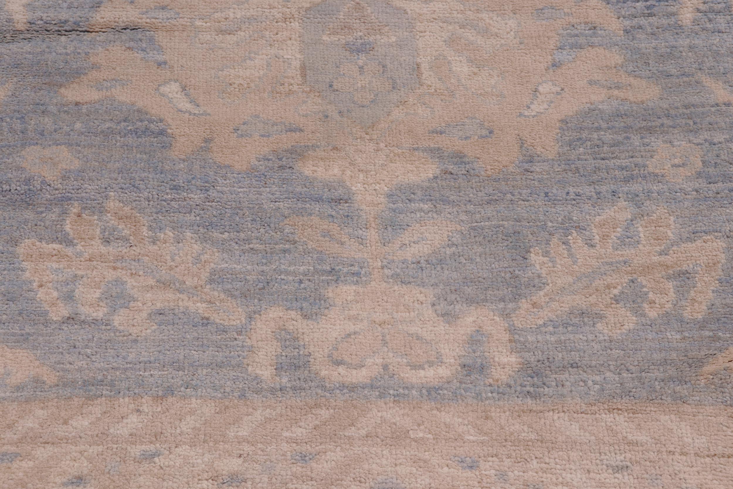 handmade Traditional Oushak Blue Beige Hand Knotted RECTANGLE 100% WOOL area rug 12' x 15'