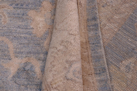 handmade Traditional Oushak Blue Beige Hand Knotted RECTANGLE 100% WOOL area rug 12' x 15'