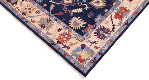 handmade Traditional Oushak Blue Ivory Hand Knotted RECTANGLE 100% WOOL area rug 8' x 10'