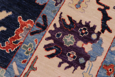 handmade Traditional Oushak Blue Ivory Hand Knotted RECTANGLE 100% WOOL area rug 8' x 10'