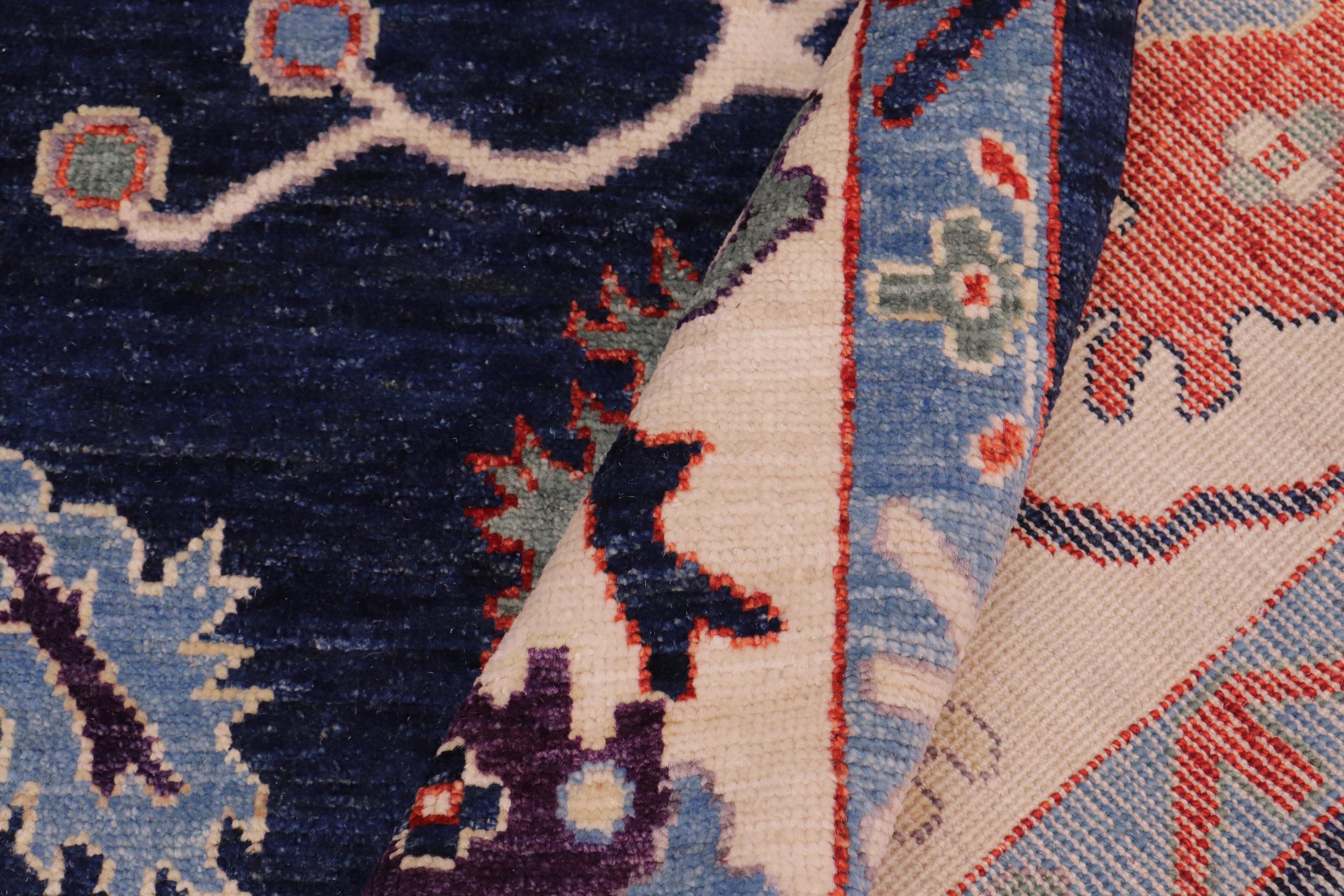 handmade Traditional Oushak Blue Ivory Hand Knotted RECTANGLE 100% WOOL area rug 8' x 10'