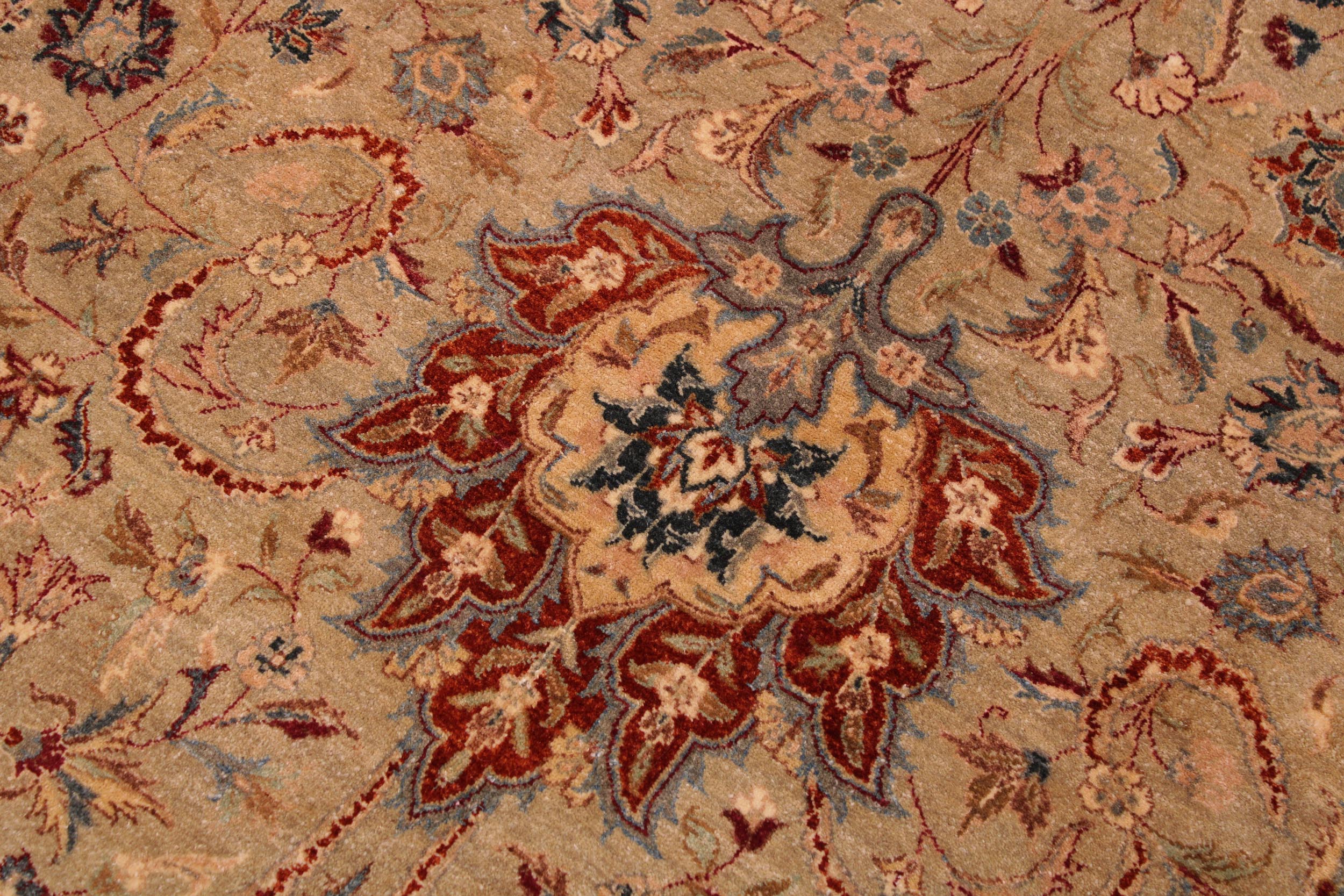 handmade Transitional Kashan Taupe Brown Hand Knotted RECTANGLE 100% WOOL area rug 9 x 12