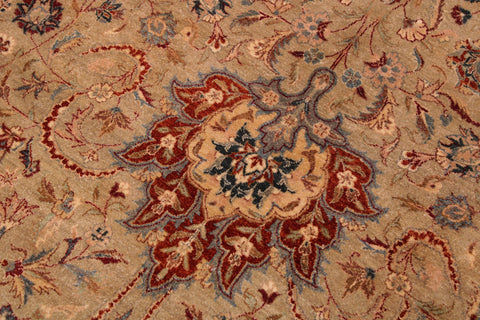 handmade Transitional Kashan Taupe Brown Hand Knotted RECTANGLE 100% WOOL area rug 9 x 12