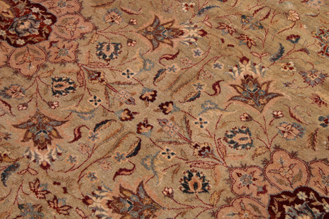 handmade Transitional Kashan Taupe Brown Hand Knotted RECTANGLE 100% WOOL area rug 9x12