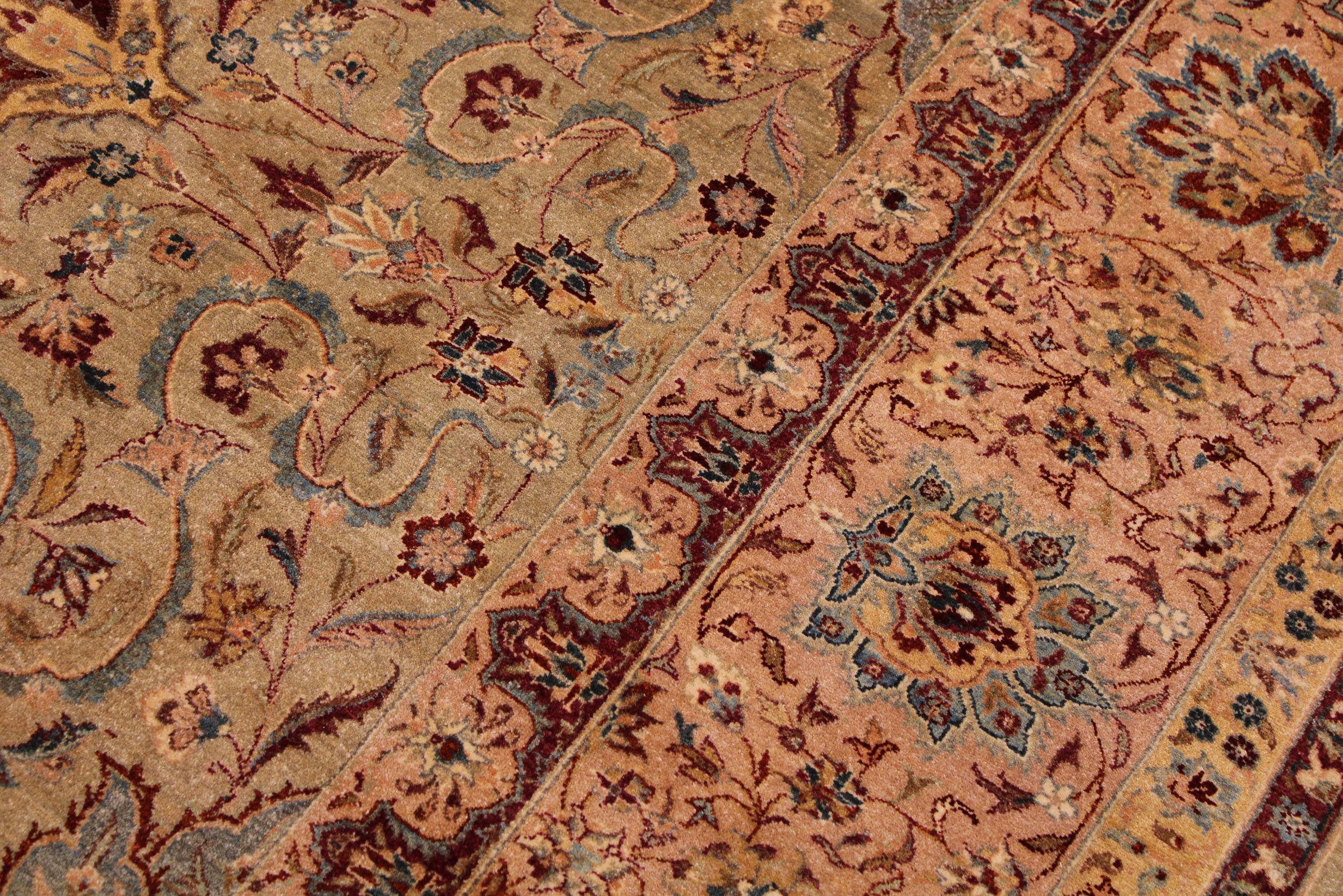 handmade Transitional Kashan Taupe Brown Hand Knotted RECTANGLE 100% WOOL area rug 9 x 12